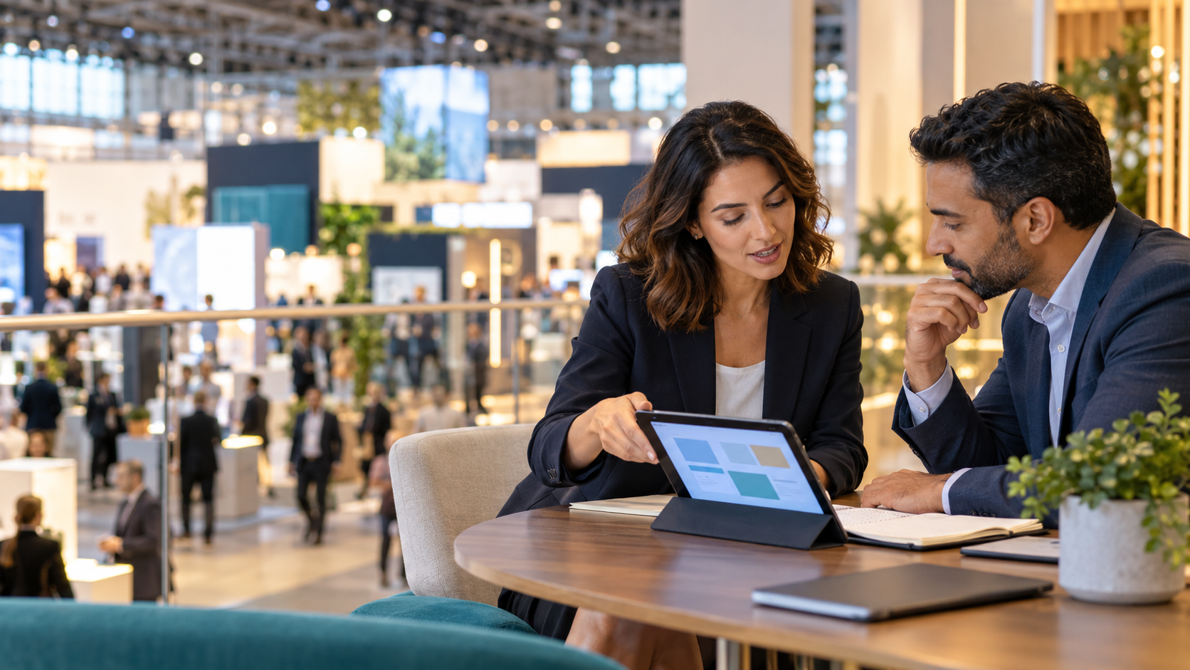 Exhibition organiser and sponsor reviewing a sponsorship value plan